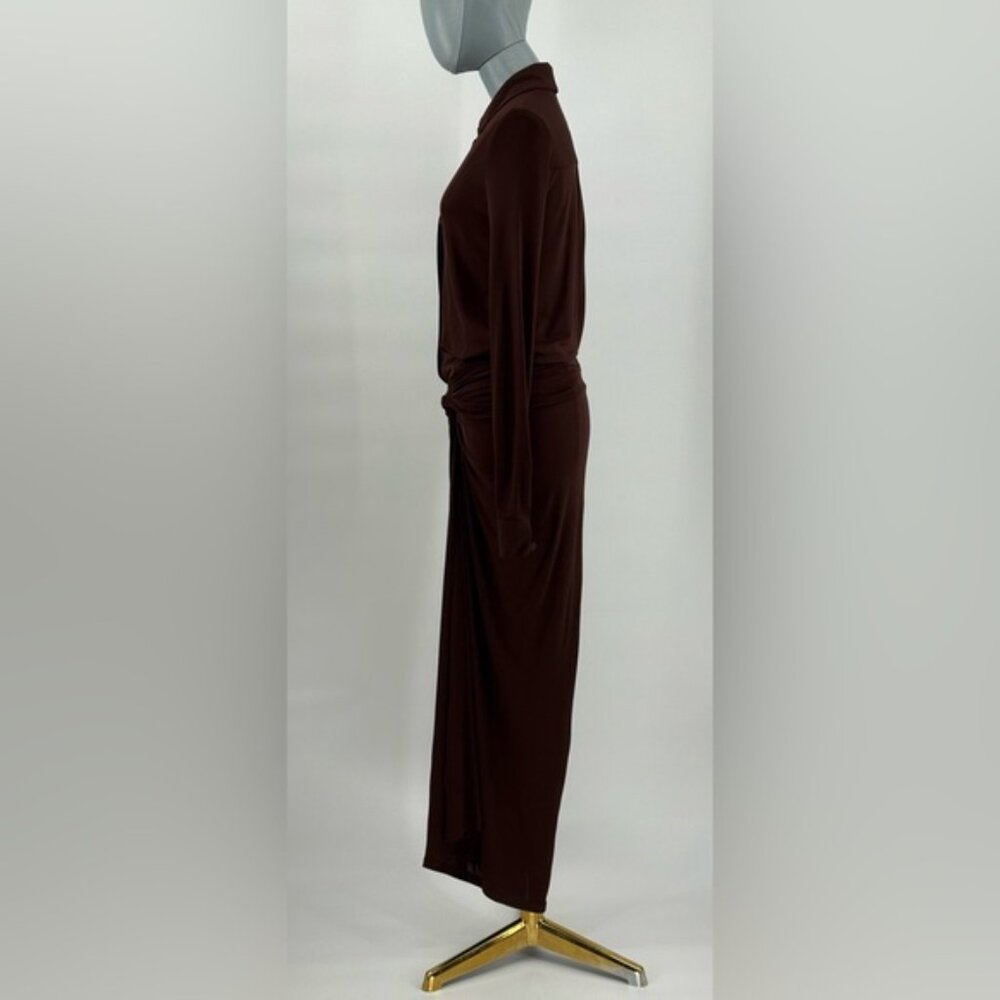 🆕 RAT & BOA 🧿 NWOT Rucci Long Sleeve Ruched Shirt Dress, Brown - Sz XXS - Picture 10 of 16